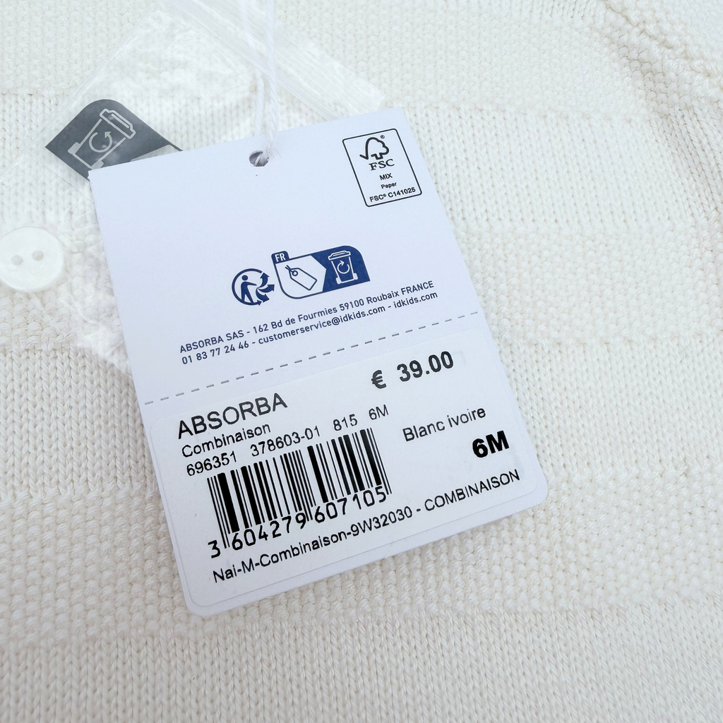 Combinaison bébé écrue en maille — 6 mois