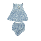 Robe à imprimé végétal bleu avec bloomer — 24 mois
