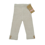 Pantalon bébé écru en maille côtelée - 3 mois