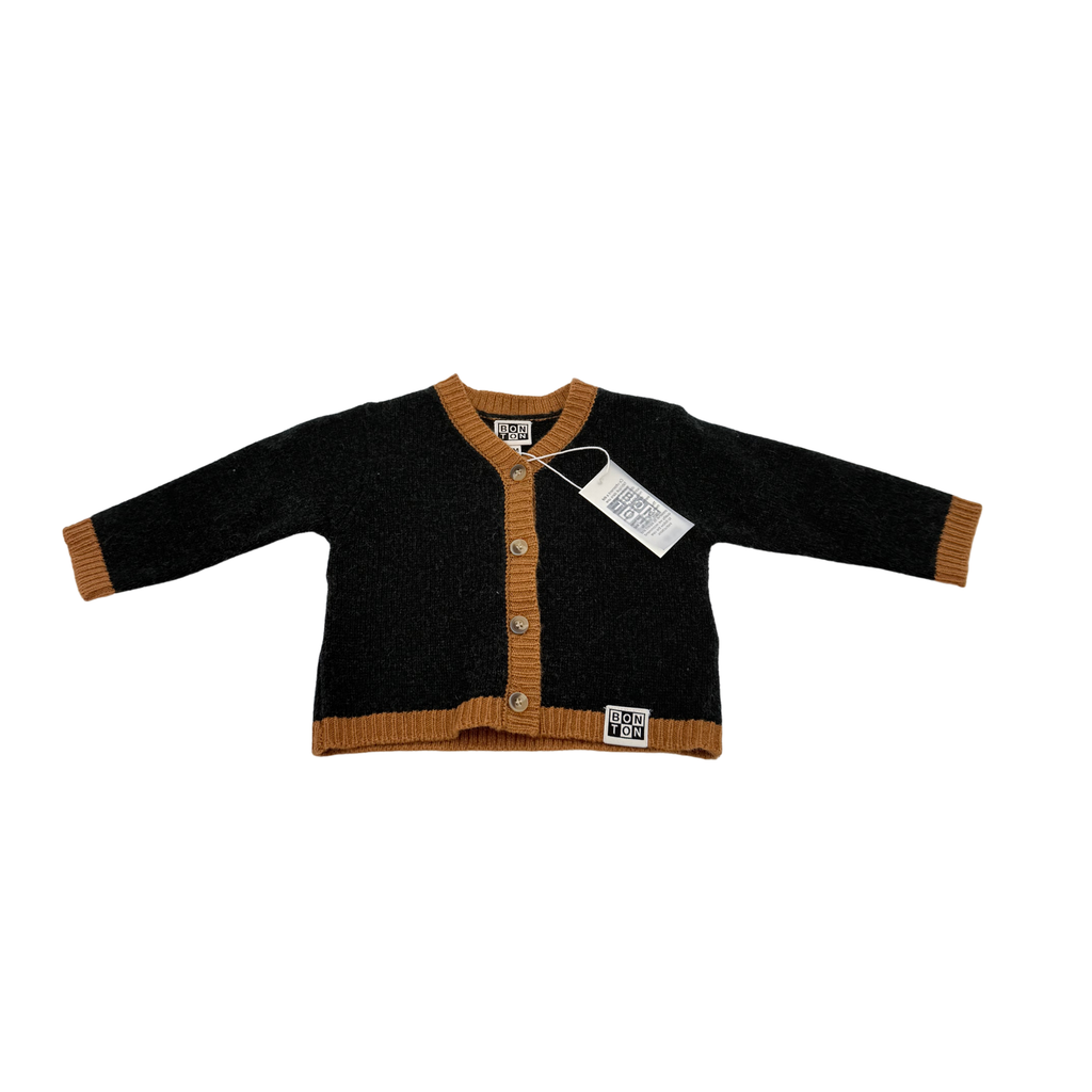 Gilet vert et camel en maille - 6 mois