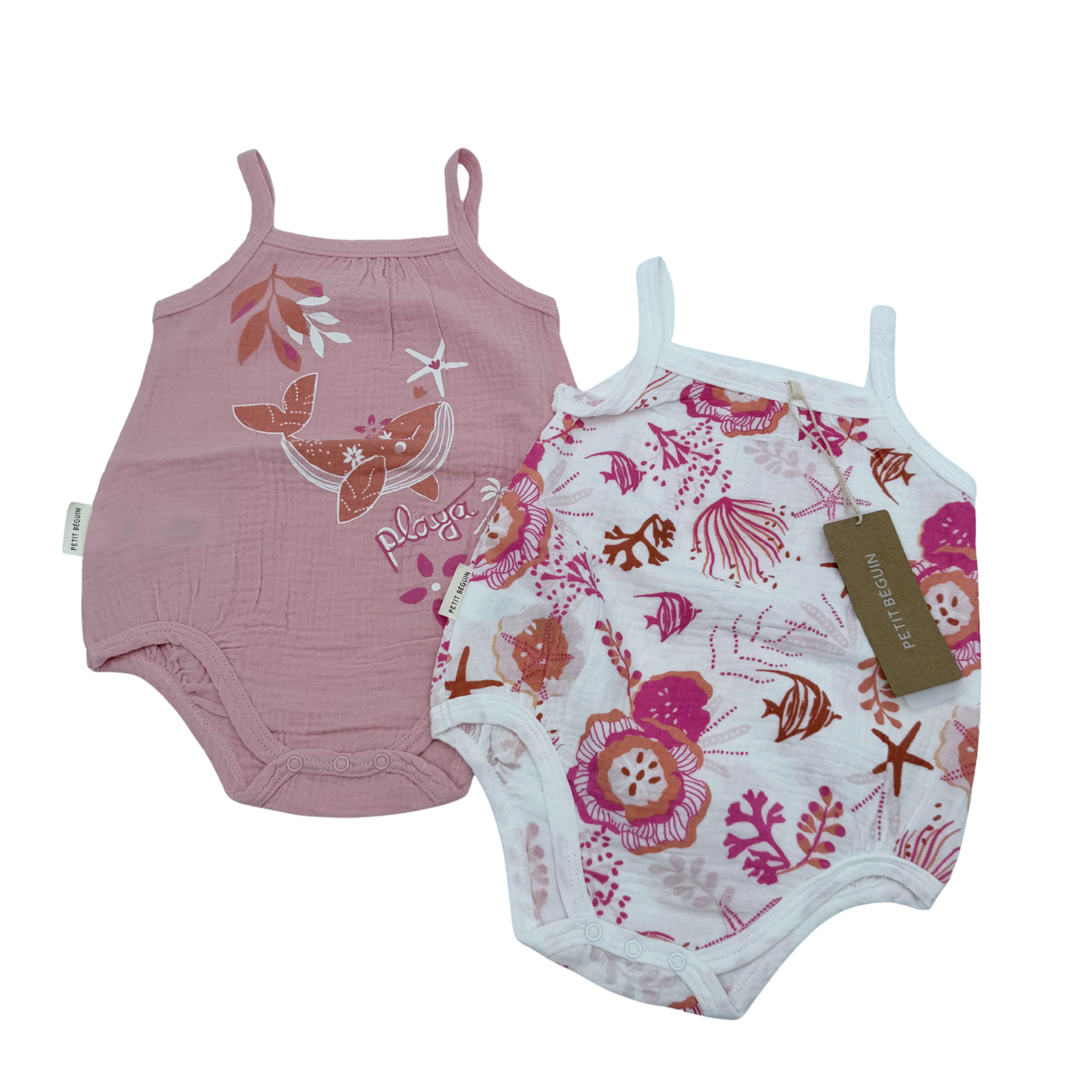 Lot de 2 bodies bretelles baleine — 9 mois
