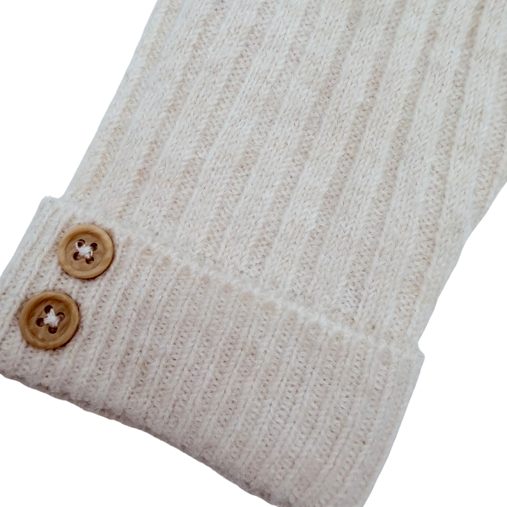 Pantalon bébé écru en maille côtelée - 3 mois