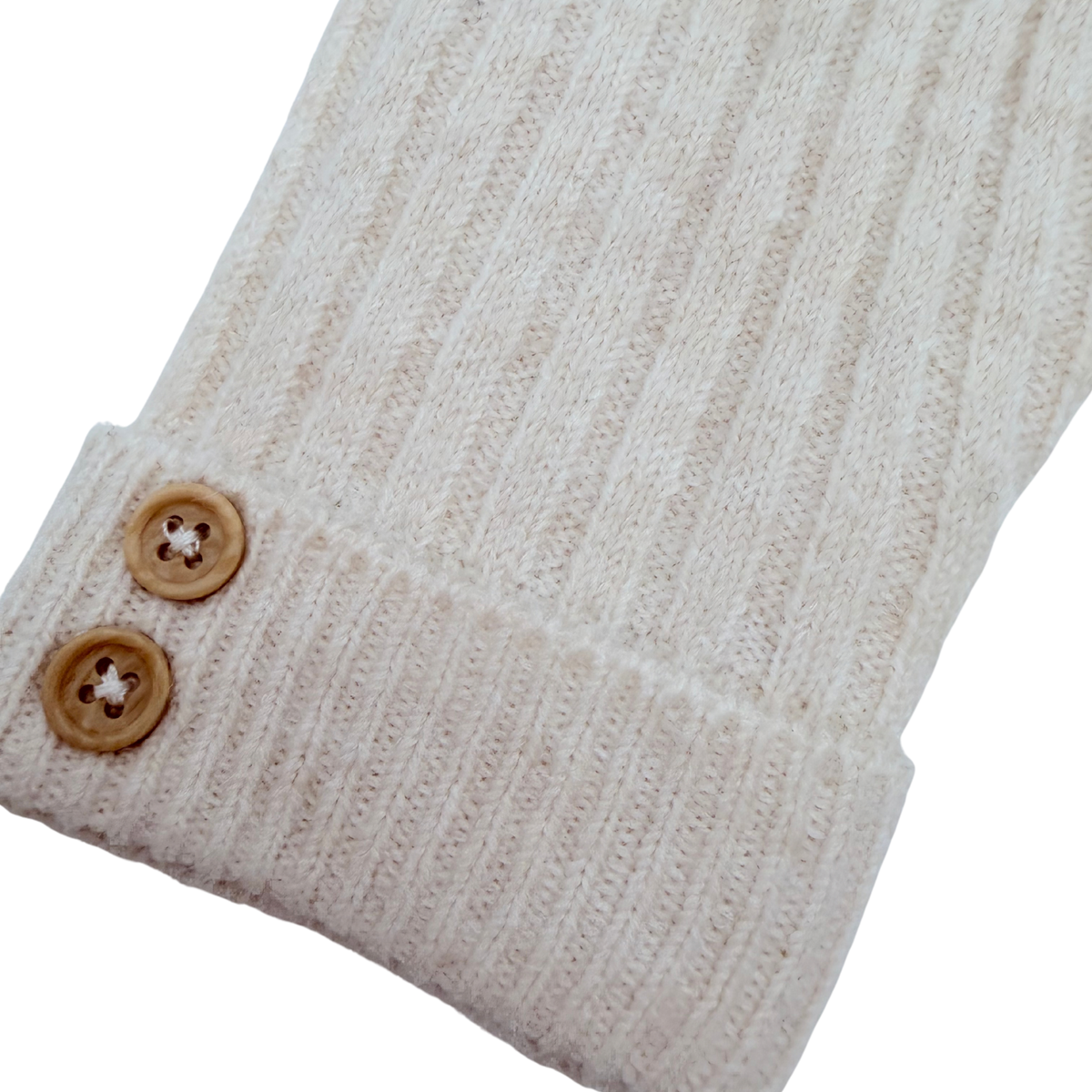 Pantalon bébé écru en maille côtelée - 3 mois