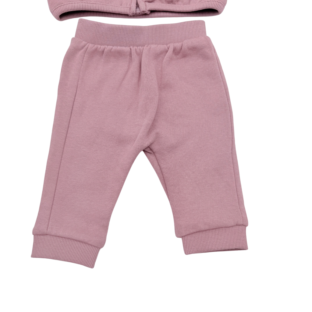 Ensemble bébé rose sweat zippé à capuche et pantalon - 1 mois