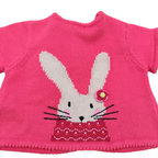 Gilet rose motif lapin en maille - 3 mois