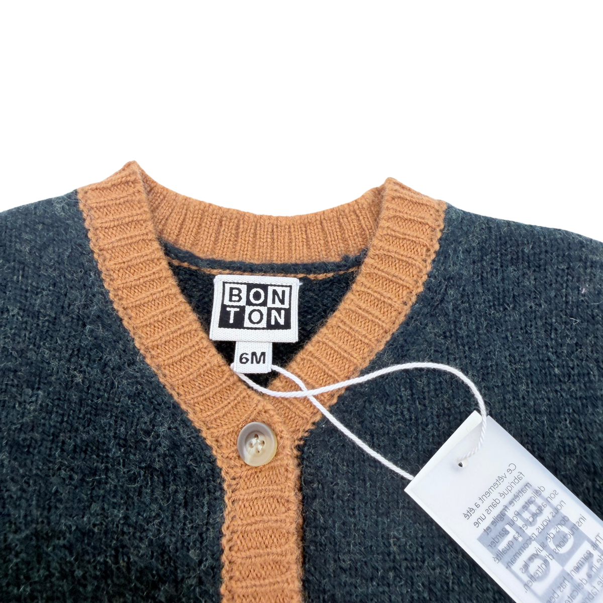 Gilet vert et camel en maille - 6 mois