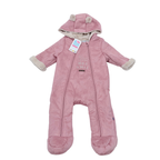 Combinaison pilote bébé rose à capuche et pieds intégrés - 6 mois