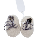 Chaussons écrus en sherpa à lacets rayés - 3-6 mois