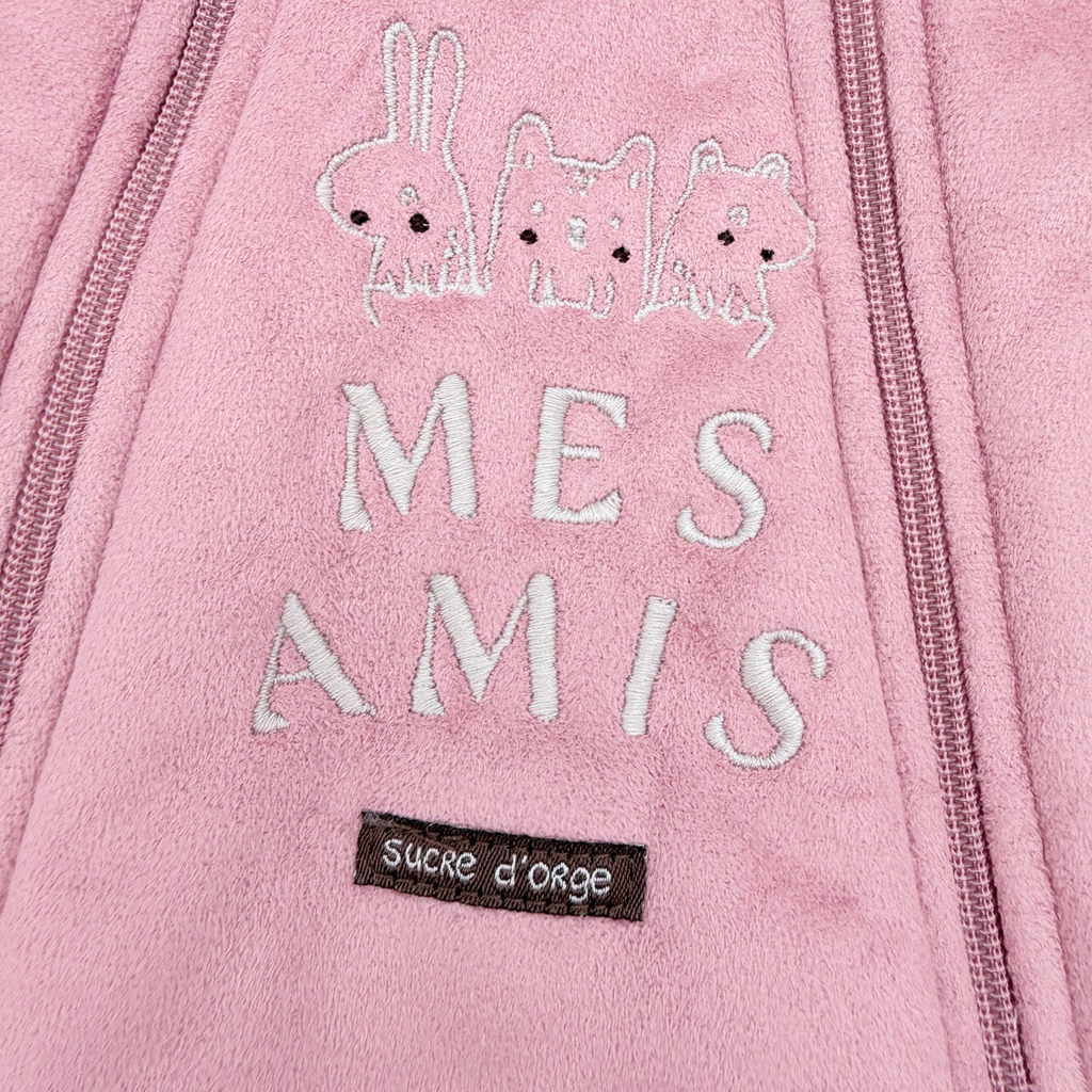 Combinaison pilote bébé rose à capuche et pieds intégrés - 6 mois