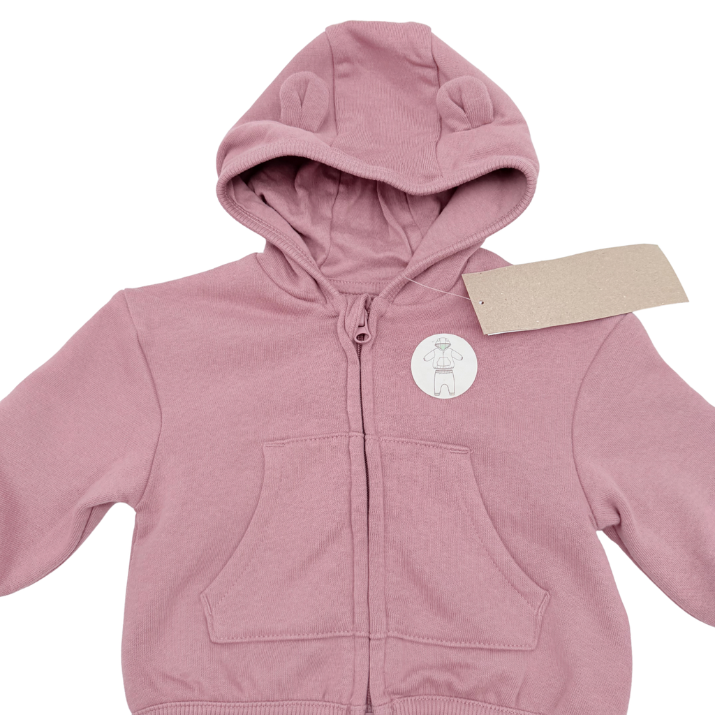 Ensemble bébé rose sweat zippé à capuche et pantalon - 1 mois