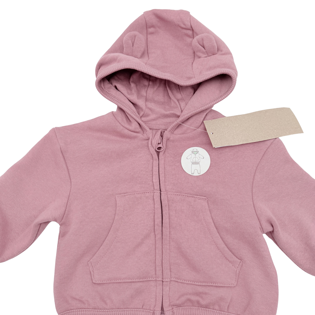 Ensemble bébé rose sweat zippé à capuche et pantalon - 1 mois
