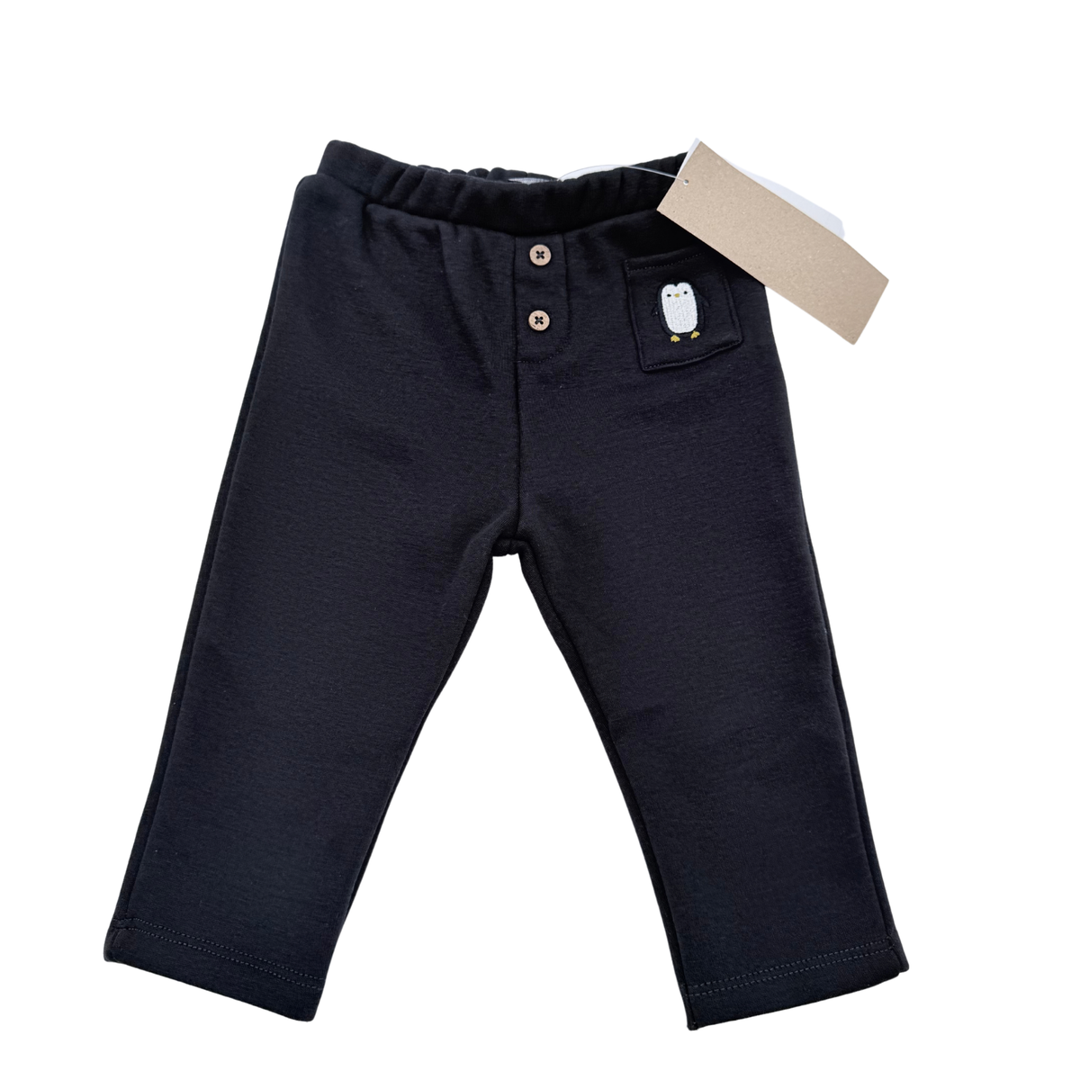 Pantalon bébé bleu marine avec motif pingouin - 9 mois