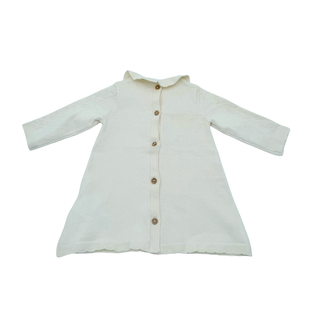Robe bébé beige en maille avec détails ajourés - 3 mois