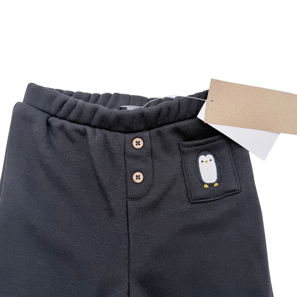 Pantalon bébé bleu marine avec motif pingouin - 9 mois