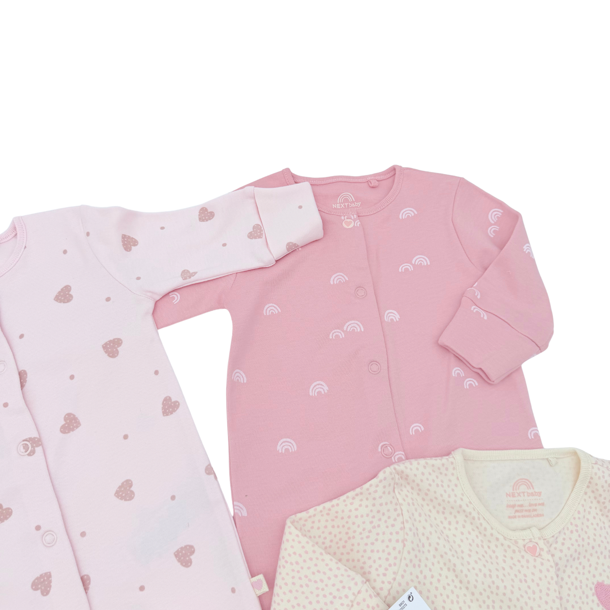 Lot de 7 pyjamas rose et écru - 0-3 mois