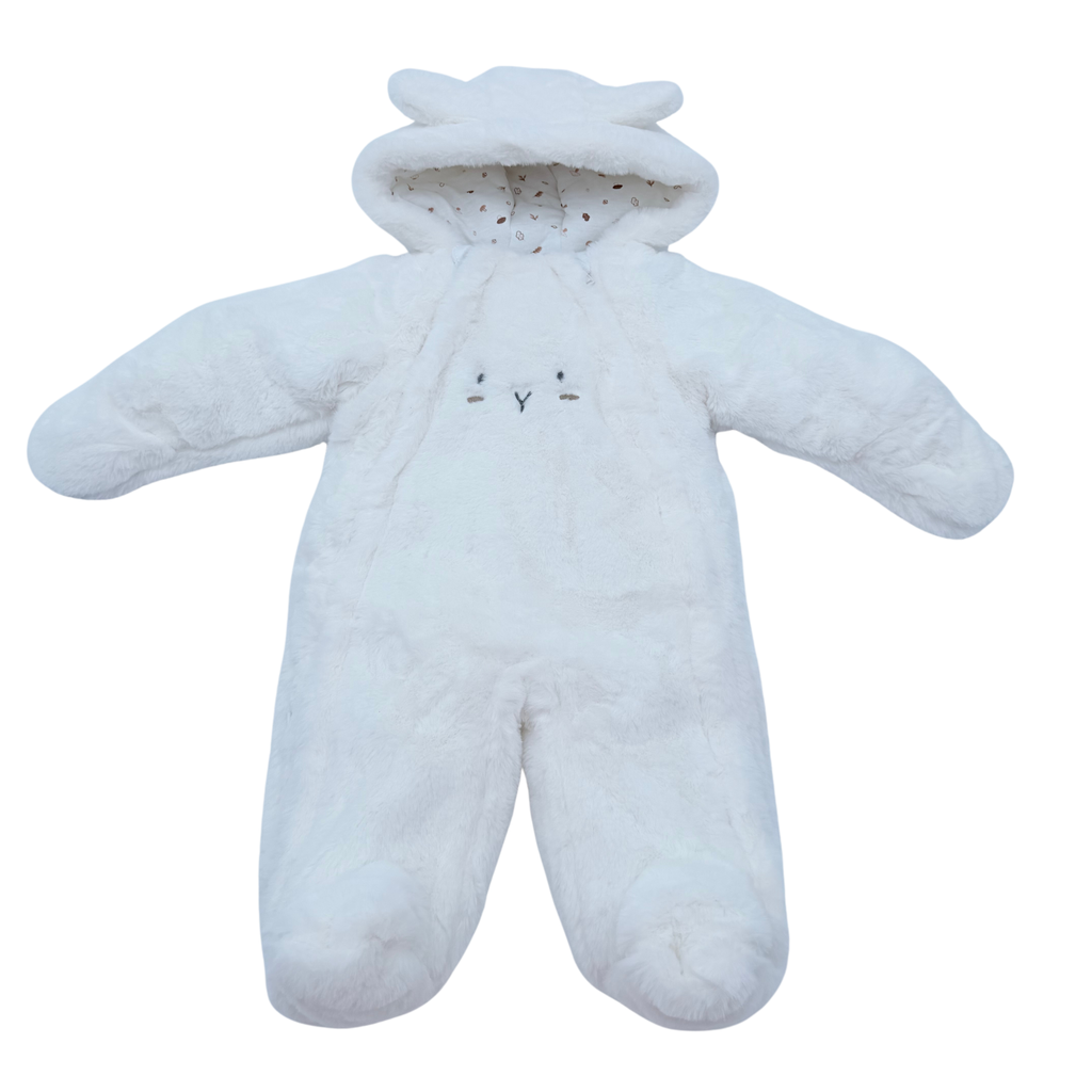 Combinaison pilote blanche en fausse fourrure - 3-6 mois