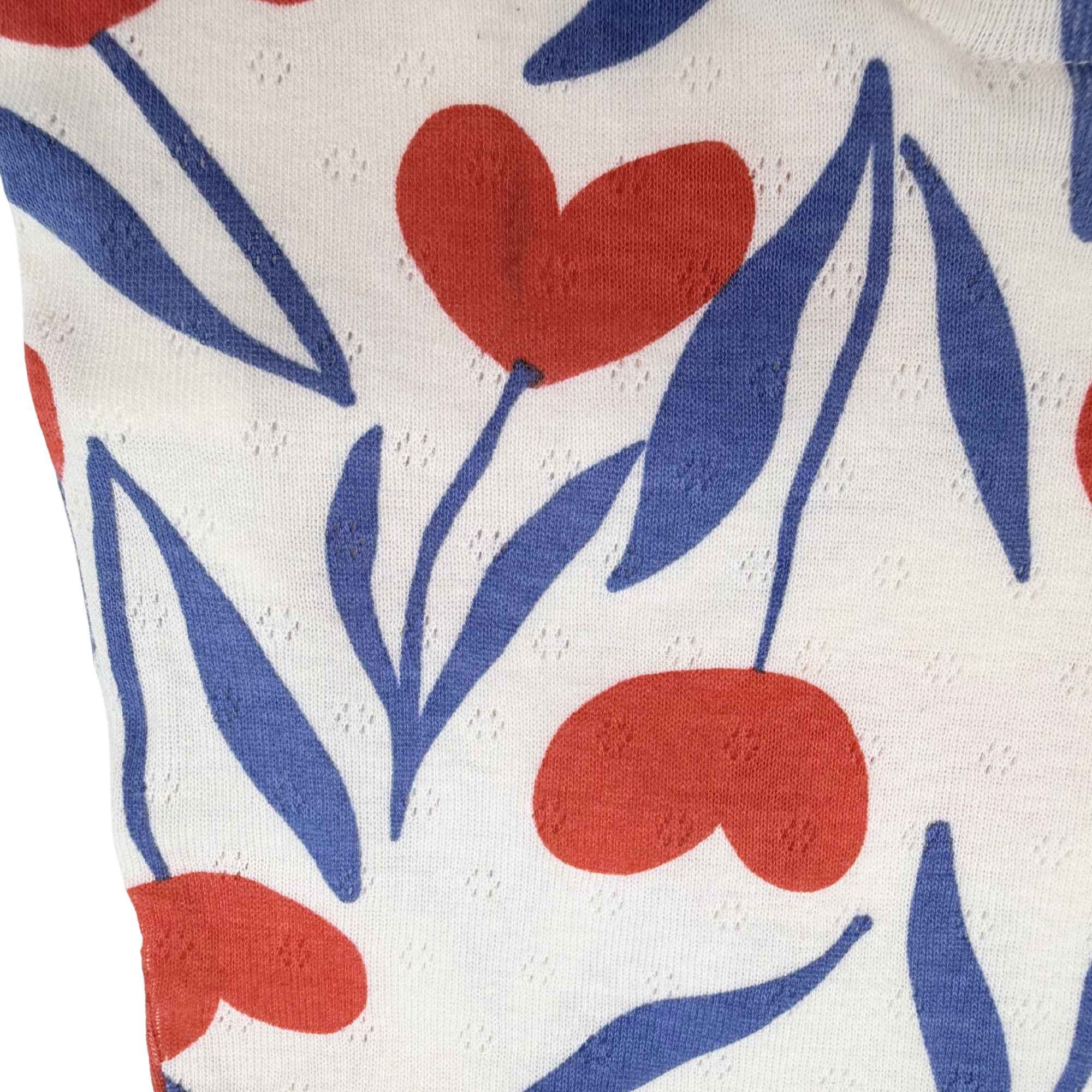 Combinaison maille ajourée fleurs rouges — 6 mois
