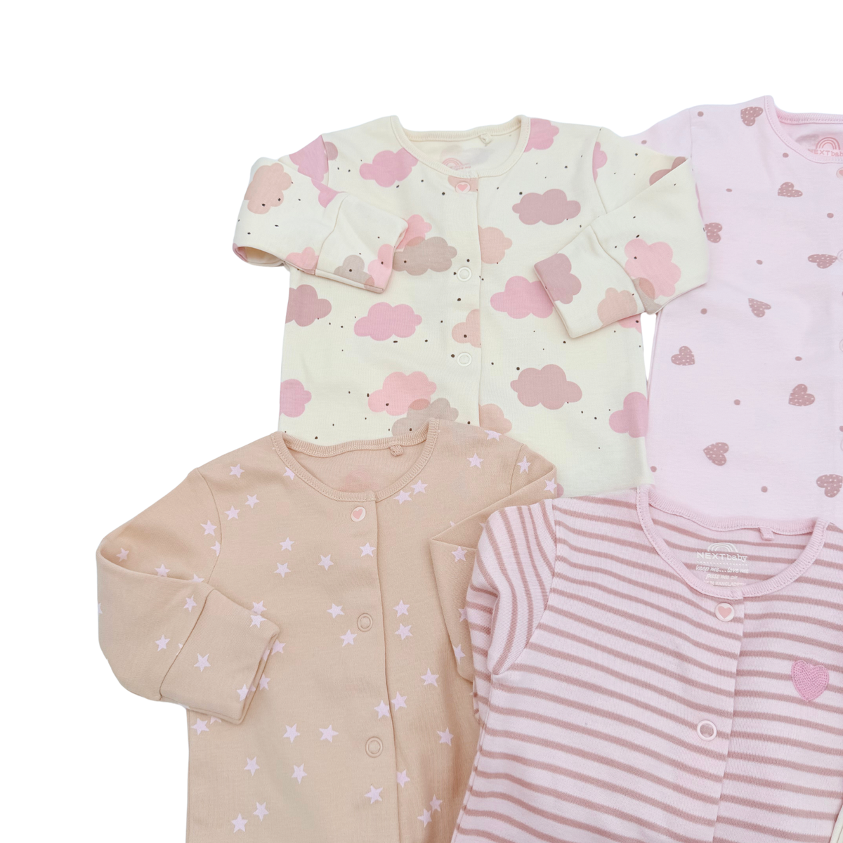 Lot de 7 pyjamas rose et écru - 0-3 mois
