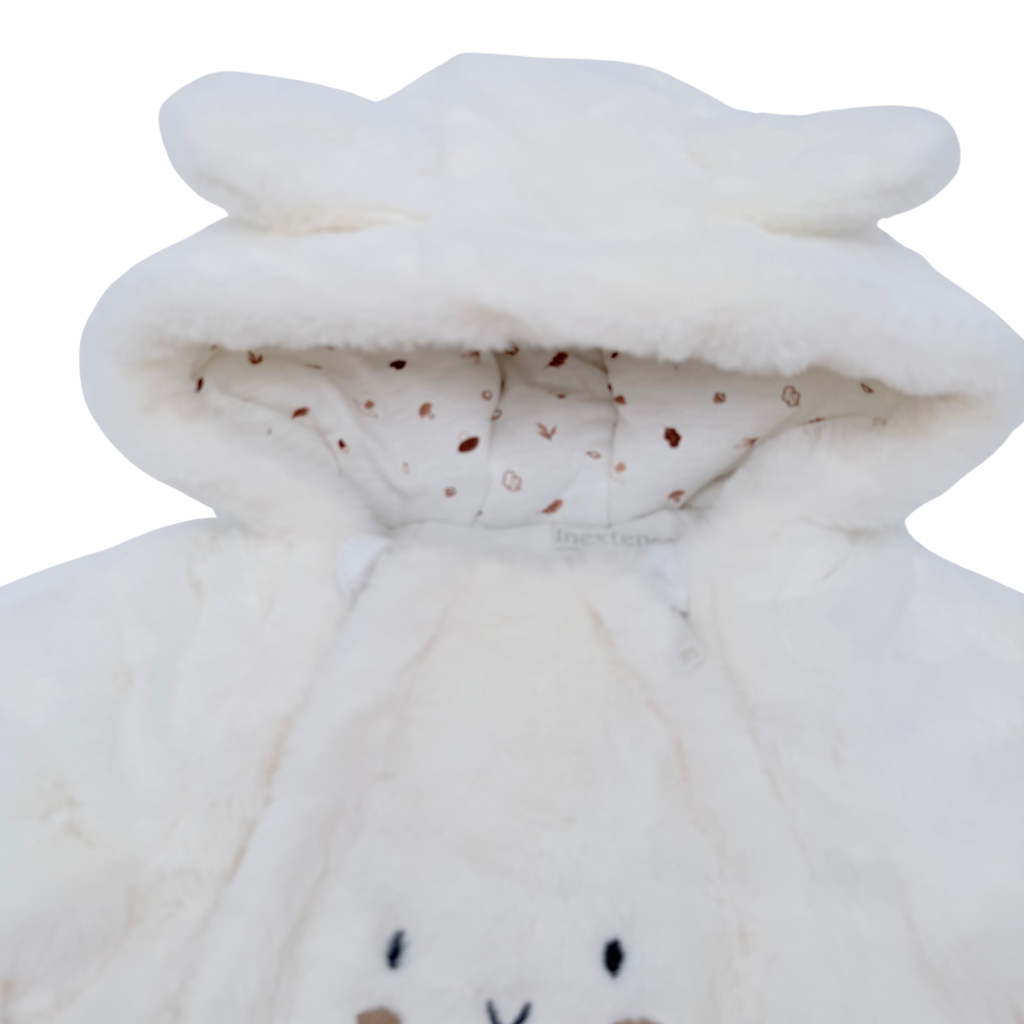 Combinaison pilote blanche en fausse fourrure - 3-6 mois