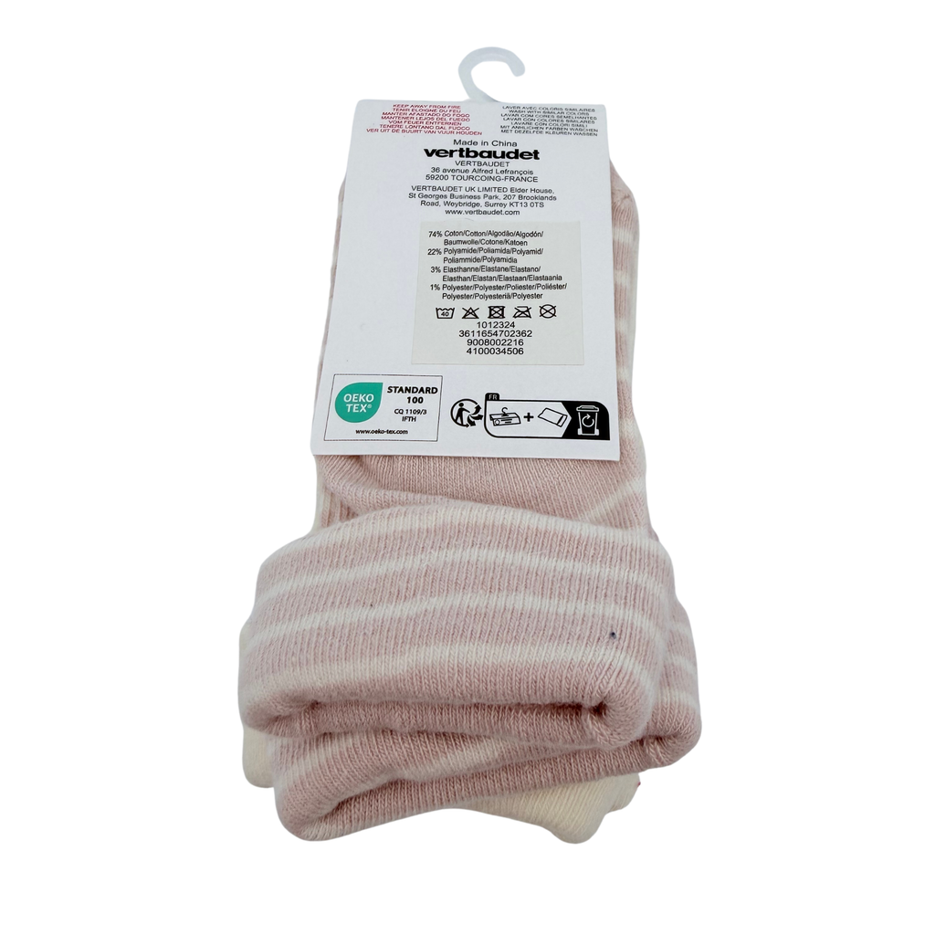 Lot de 3 paires de chaussettes rose et écru – 14-15