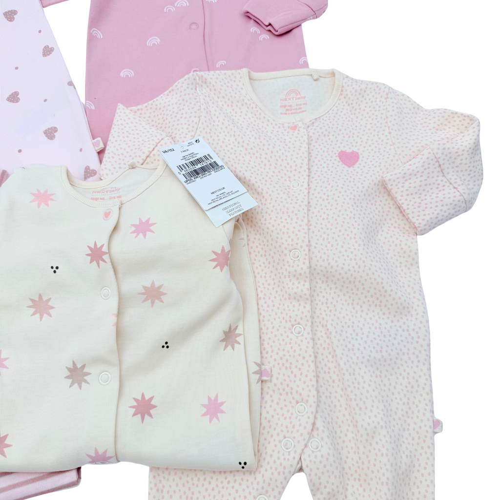 Lot de 7 pyjamas rose et écru - 0-3 mois