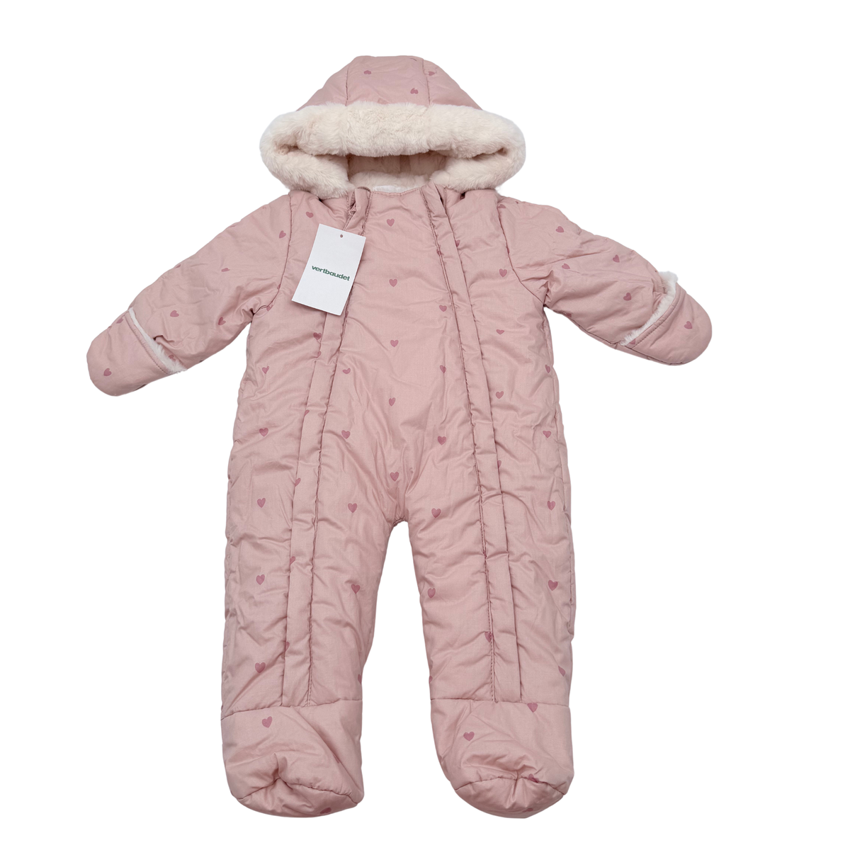 Combinaison pilote rose à petits cœurs - 6 mois