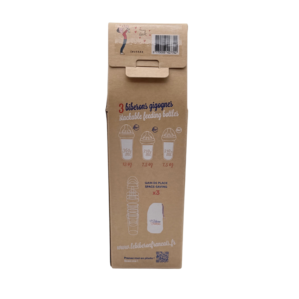 Lot de 3 biberons gigognes avec tétines