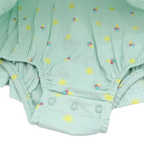Robe-body vert d’eau imprimé soleils et glaces — 6 mois