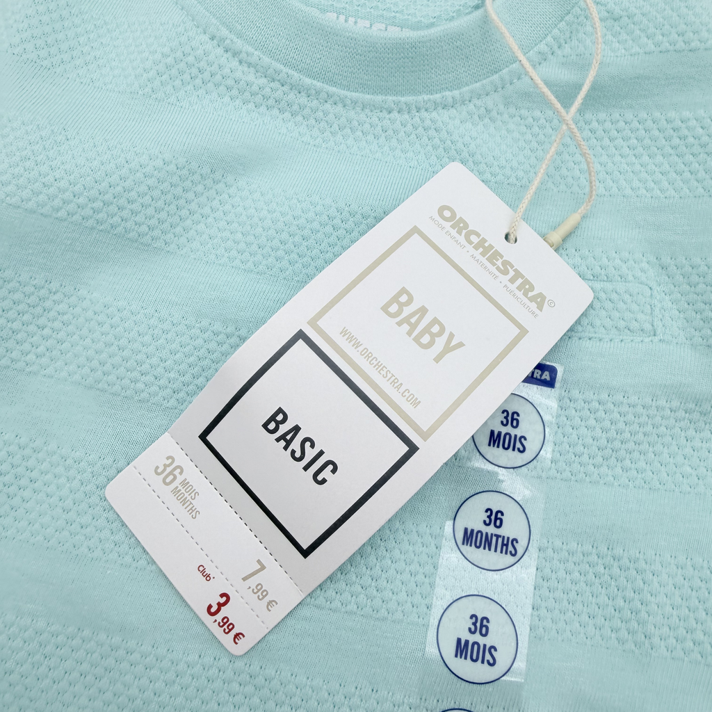 T-shirt turquoise texturé à poche – 36 mois