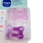 Lot de 2 sucettes Comfort en silicone rose et violet – 0 à 2 mois