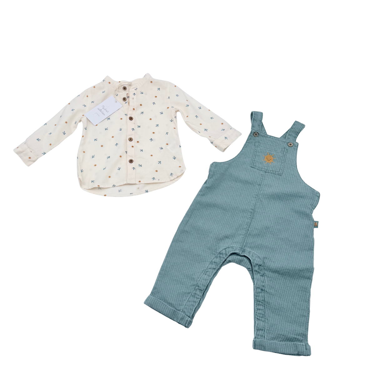 Ensemble salopette et chemise - 6 mois