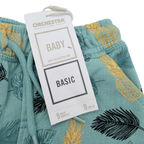 Short bleu imprimé ananas et feuilles — 9 mois