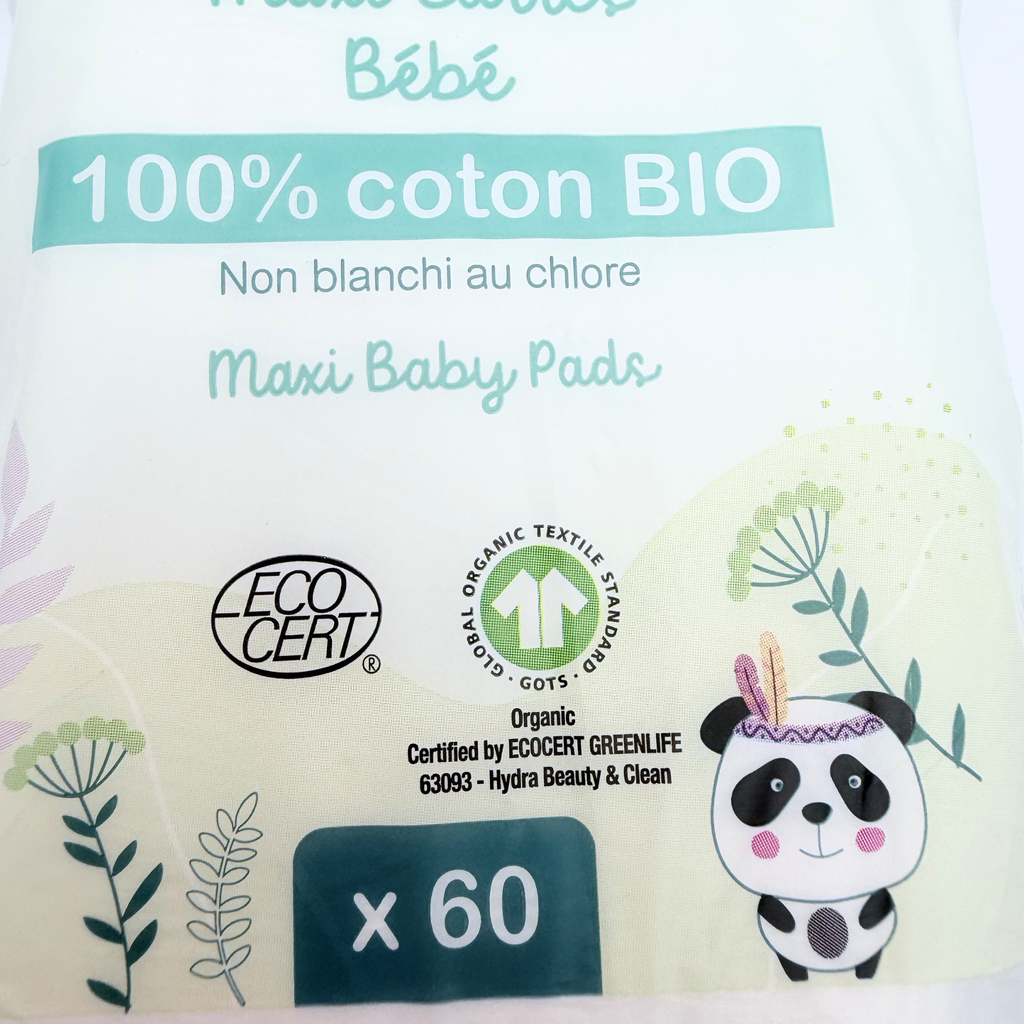 Maxi carrés bébé en coton biologique — Lot de 60