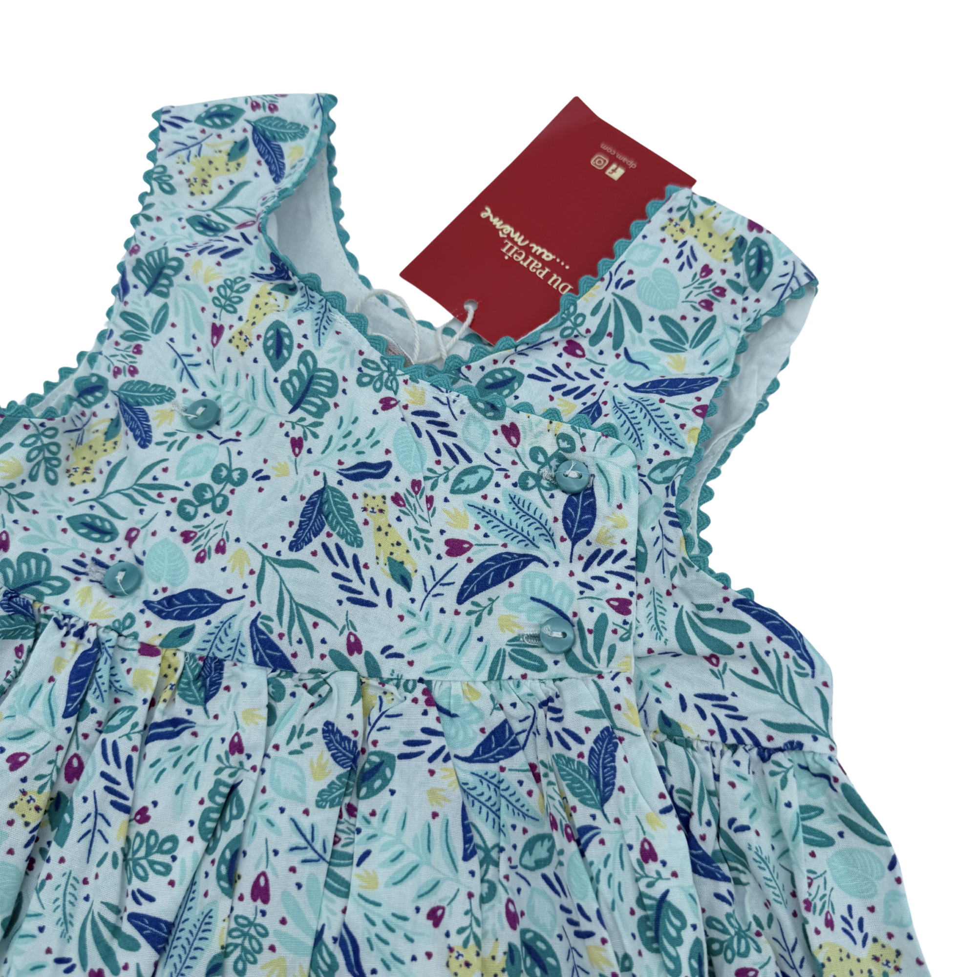 Robe fleurie verte et bleue — 24 mois