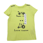 T-shirt jaune fluo motif tracteur — 24 mois