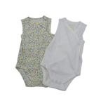 Lot de 2 bodies cache-cœur sans manches fleuris — 3-6 mois