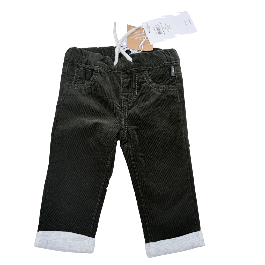 Pantalon bébé vert foncé en velours côtelé - 4-6 mois