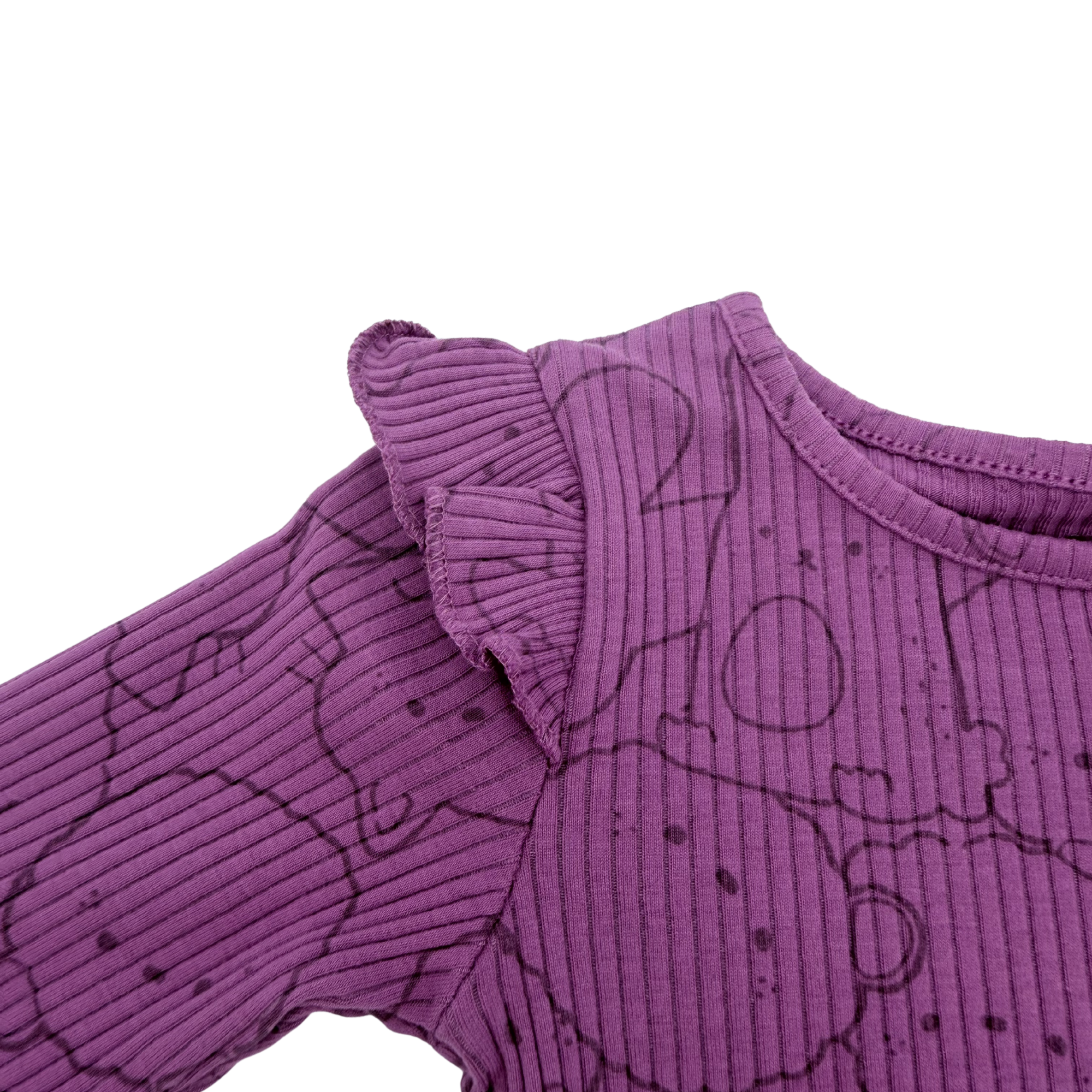 T-shirt côtelé violet à volants Miffy — 6-9 mois