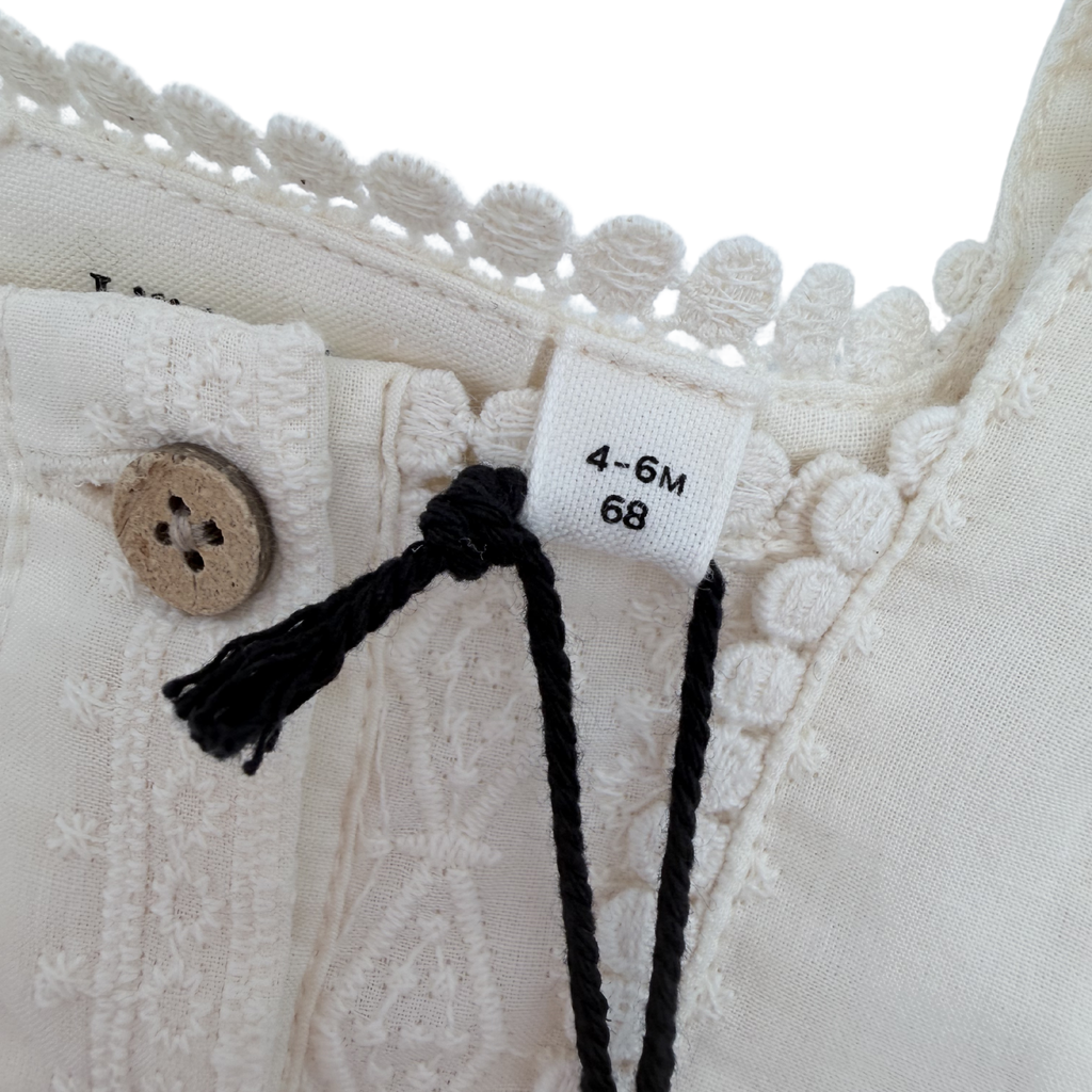 Robe body écrue brodée — 4-6 mois