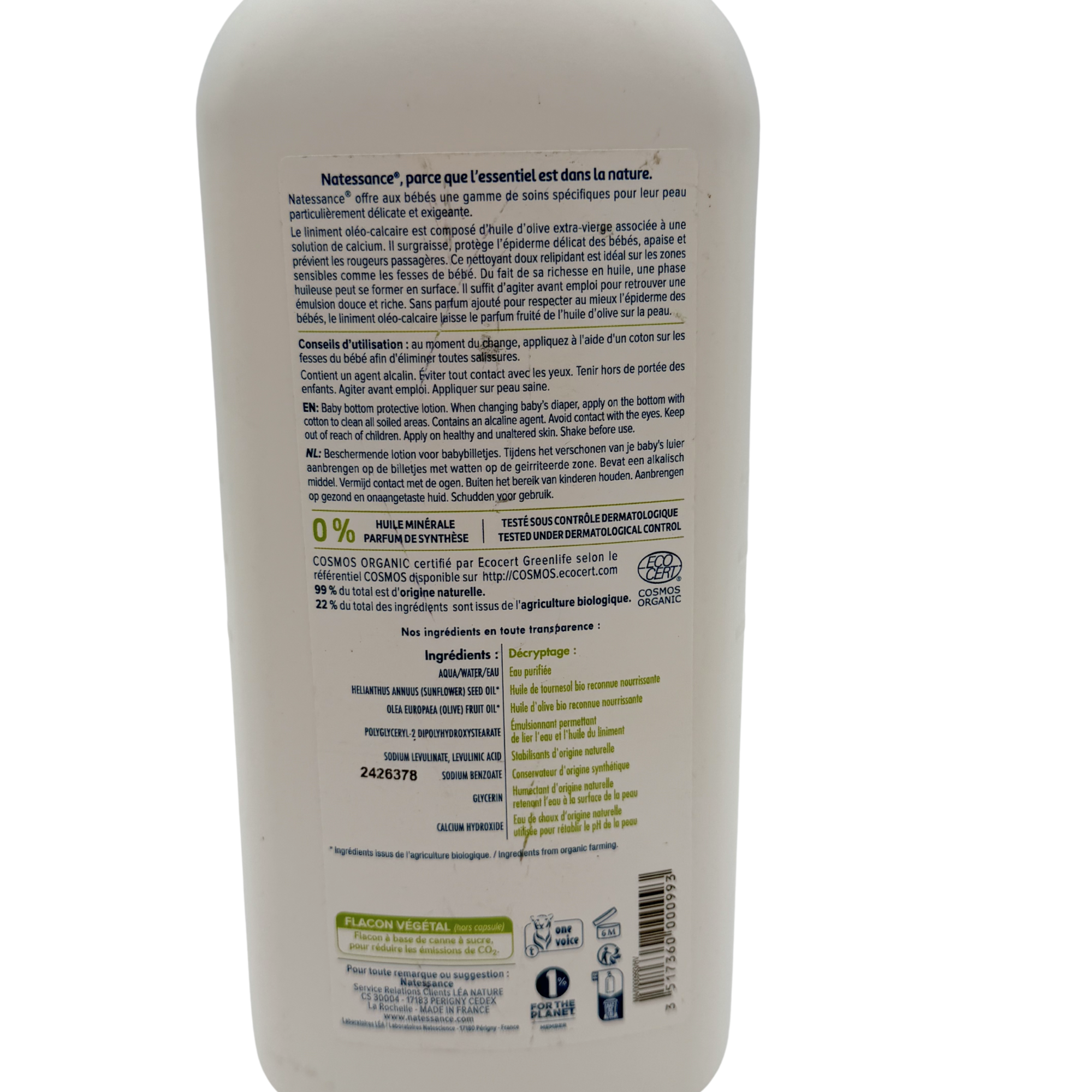 Liniment oléo-calcaire bio — 1 L