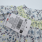 Robe fleurie blanche et bleu avec bloomer jaune — 6 mois