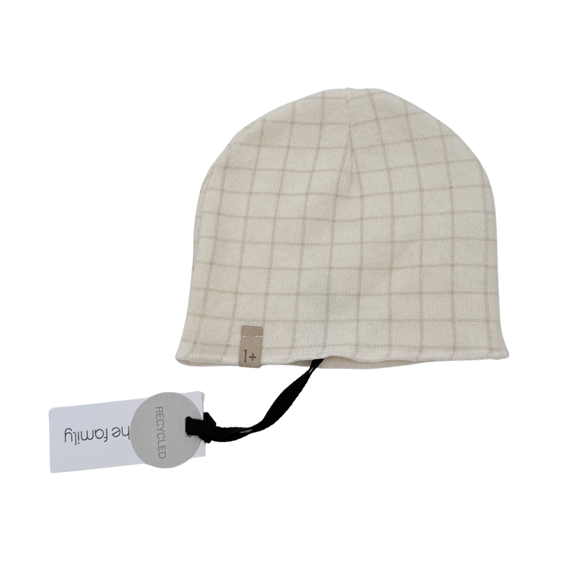 Bonnet bébé écru à carreaux en maille – 0-3 mois