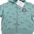 Sweat zippé à capuche vert d’eau imprimé — 6 mois