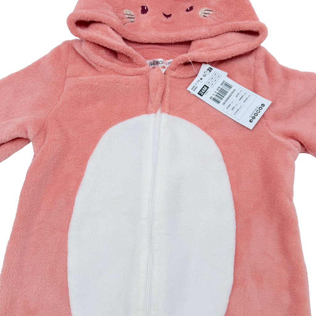Combinaison corail en polaire motif animal - 24 mois