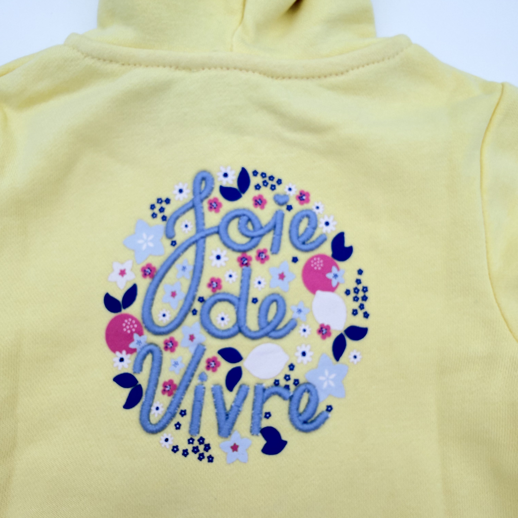 Sweat à capuche jaune pâle — 12 mois