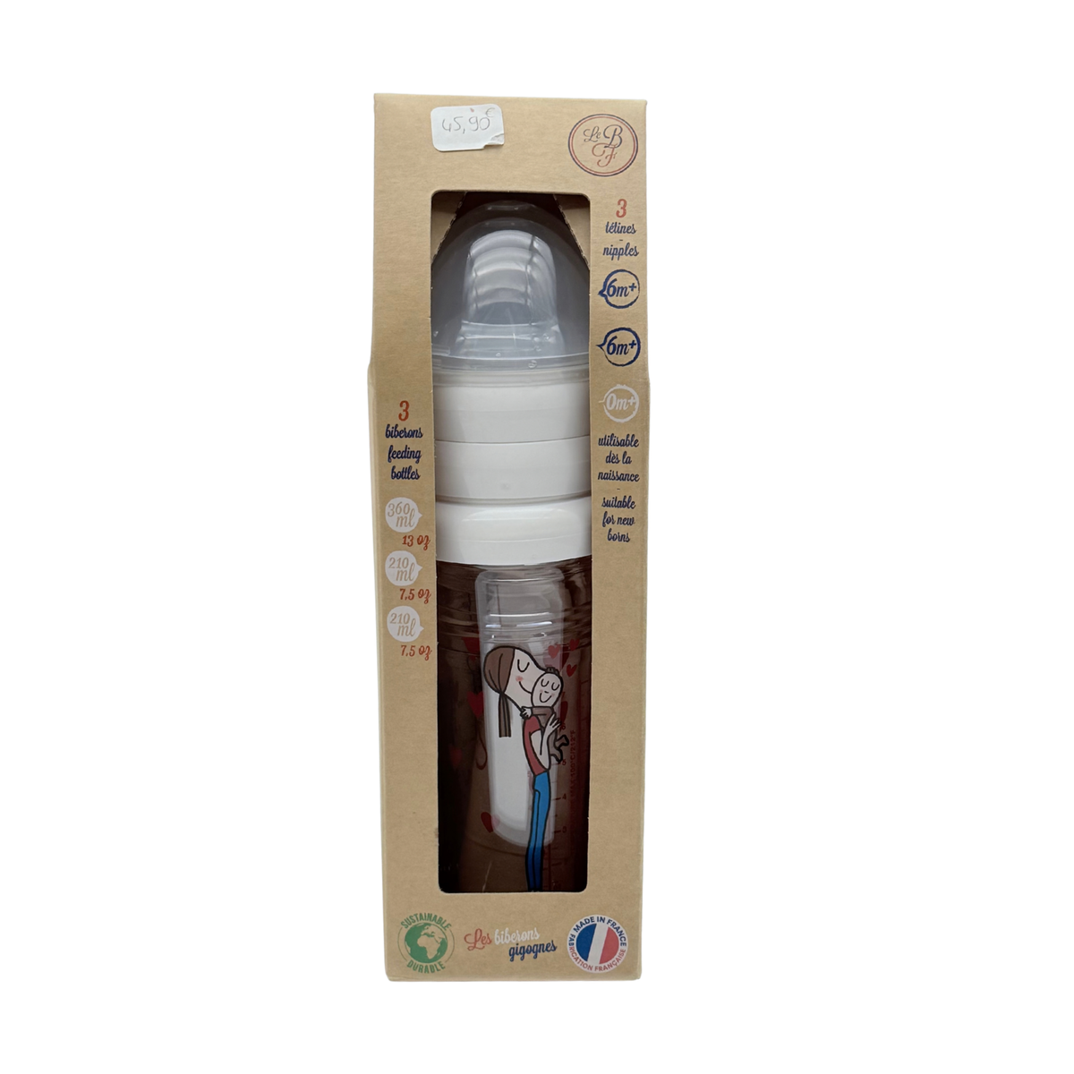 Lot de 3 biberons gigognes avec tétines