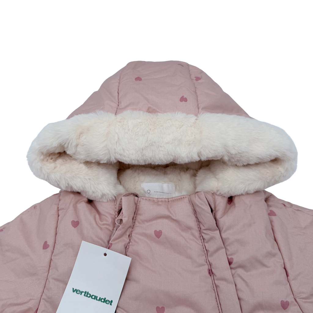 Combinaison pilote rose à petits cœurs - 6 mois
