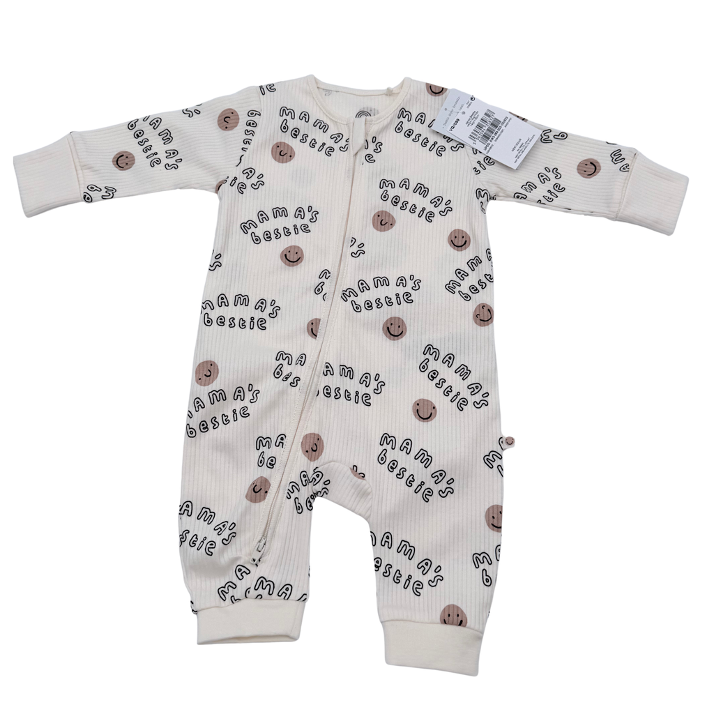 Pyjama écru imprimé “Mama’s bestie” - 0-3 mois