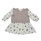 Ensemble bébé robe fleurie et pull sans manches beige - 6 mois