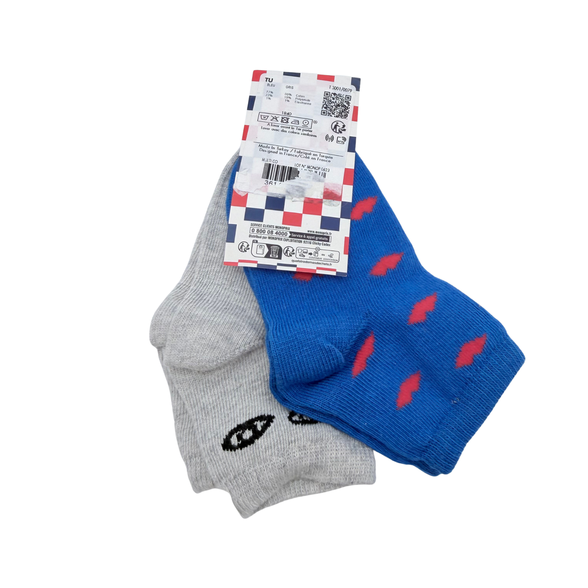 Lot de 2 paires de socquettes fantaisie – Taille unique